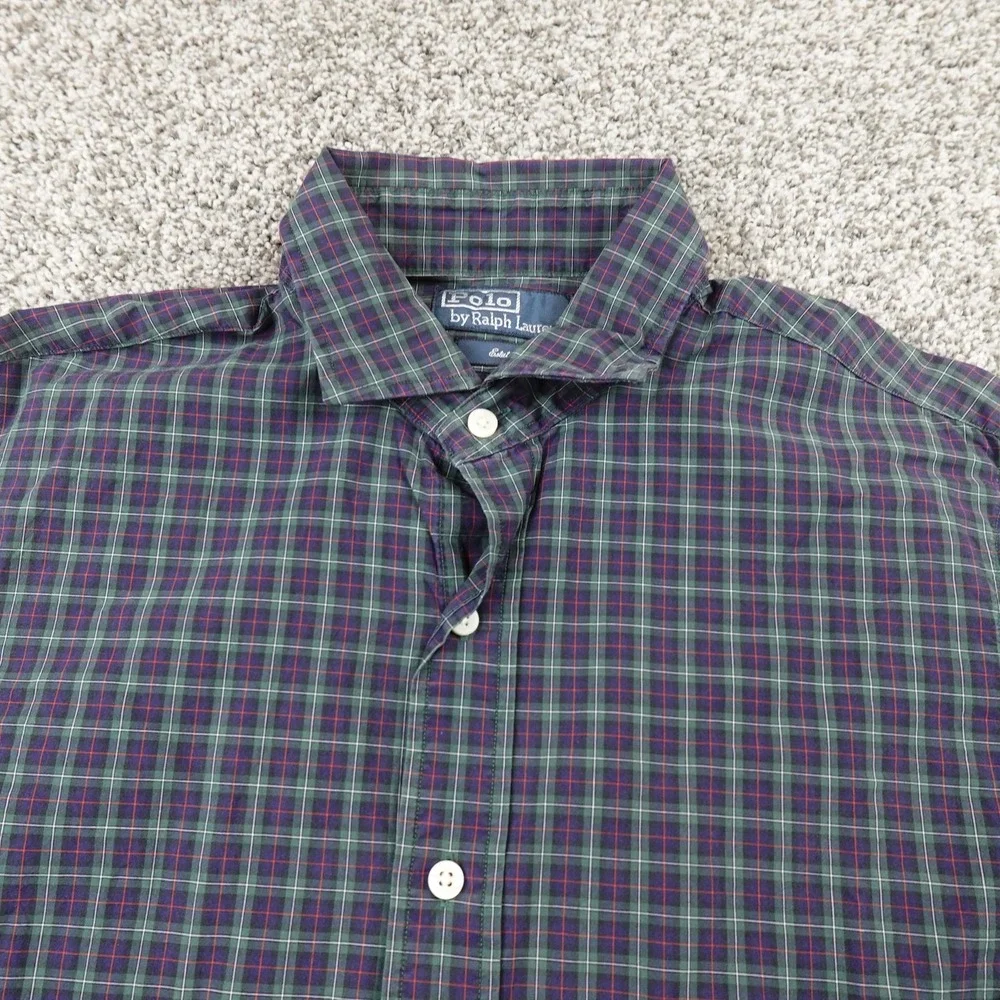 VTG Polo Ralph Lauren Shirt Mens M 15.5 Blackwatch Tartan Plaid Estate Button Up